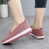 Mothers shoes, knitted fabric loafers for women, casual sneakers for spring and summer, flat heels, breathable flat shoes