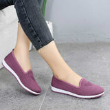 Mothers shoes, knitted fabric loafers for women, casual sneakers for spring and summer, flat heels, breathable flat shoes