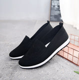 Mothers shoes, knitted fabric loafers for women, casual sneakers for spring and summer, flat heels, breathable flat shoes