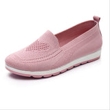 Mothers shoes, knitted fabric loafers for women, casual sneakers for spring and summer, flat heels, breathable flat shoes