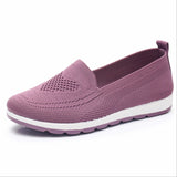 Mothers shoes, knitted fabric loafers for women, casual sneakers for spring and summer, flat heels, breathable flat shoes