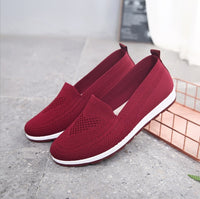 Mothers shoes, knitted fabric loafers for women, casual sneakers for spring and summer, flat heels, breathable flat shoes