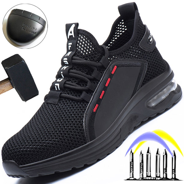 Summer Breathable Work Safety Shoes Men Air Cushion Work Sneakers Anti-Puncture Work Shoes Male Steel Toe Shoes Protective Shoes