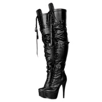 SUPER Women Over Knee Platform Boots Unisex Shoes Woman Wide Calf Friendly Man Ladies Shoes Punk Sexy Botas Large Size 44 45 52