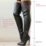 Women's Sexy Long Boots Women Winter Over The Knee Heels Shoes Thigh High Boots New Spring Female Stretch High Heel Plus Size 43