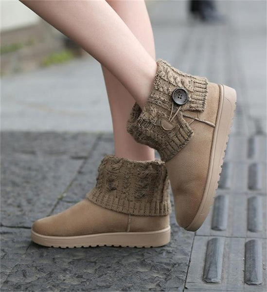 Snow boots autumn and winter new warm cotton boots thick woolen tube flat bottom student shoes female high top soft bottom