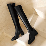 Fashion Genuine Leather Tight High Boots Autumn Winter thick High Heels Boots Party Working over the Knee High Boots