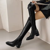 Fashion Genuine Leather Tight High Boots Autumn Winter thick High Heels Boots Party Working over the Knee High Boots