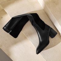 Fashion Genuine Leather Tight High Boots Autumn Winter thick High Heels Boots Party Working over the Knee High Boots
