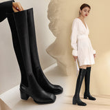 Fashion Genuine Leather Tight High Boots Autumn Winter thick High Heels Boots Party Working over the Knee High Boots