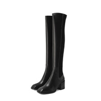 Fashion Genuine Leather Tight High Boots Autumn Winter thick High Heels Boots Party Working over the Knee High Boots