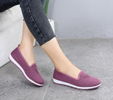 Mothers shoes, knitted fabric loafers for women, casual sneakers for spring and summer, flat heels, breathable flat shoes