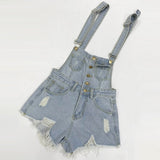 New Denim Overalls for Female Hole Ripped Purple High Waist Jumpsuits Womens Rompers Casual Cotton Playsuits Jumpsuits