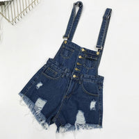 New Denim Overalls for Female Hole Ripped Purple High Waist Jumpsuits Womens Rompers Casual Cotton Playsuits Jumpsuits