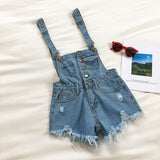 Denim Overalls for Women Summer Korean High Waist Ripped Shorts Jumpsuits Womens Rompers Plus Size Ripped Cotton Playsuits