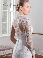 Full Sleeves Vintage Lace Mermaid Wedding Dress America  Europe Style High Collars Wedding Gowns  Vestido De Novia W0151