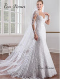 Full Sleeves Vintage Lace Mermaid Wedding Dress America  Europe Style High Collars Wedding Gowns  Vestido De Novia W0151