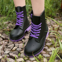Women's Fashion Rainboots Waterproof Shoes Woman Mud Water Shoes Rubber Lace Up PVC Ankle Boots Sewing Rain Boots plus size 44