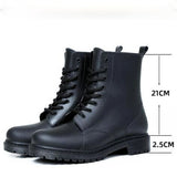 Women's Fashion Rainboots Waterproof Shoes Woman Mud Water Shoes Rubber Lace Up PVC Ankle Boots Sewing Rain Boots plus size 44