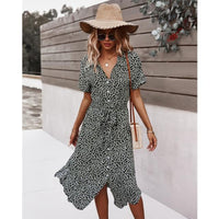 Women Dresses Summer Fashion Polka Dot Split Boho Dress Women Clothing Casual Beach Vacation Long Dresses Vestido De Mujer