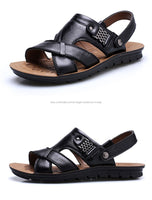 Big Size 48 Men Leather Sandals Summer Classic Men Shoes Slippers Soft Sandals Men Roman Comfortable Outdoor Walking Footwear