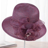 New Pearls Sun-shading Hat Female Summer lace Flowers Sun Hat Anti-uv Beach Hat Folding Wide Church hat