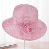 New Pearls Sun-shading Hat Female Summer lace Flowers Sun Hat Anti-uv Beach Hat Folding Wide Church hat