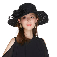 Kajeer Church Hats For Women Black Sexy Floral Crown Vintage Style Organza Fascinator Sun Hat Women Party Dance Hair Accessory