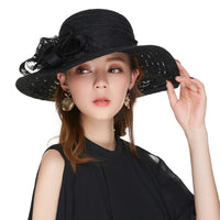 Kajeer Church Hats For Women Black Sexy Floral Crown Vintage Style Organza Fascinator Sun Hat Women Party Dance Hair Accessory