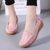Women Flats Fashion 4.5 CM Heels Women Genuine Leather Shoes Plus Size Moccasins Woman Shoes Casual Slip On Nurse Women Loafers
