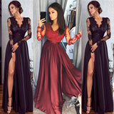 Women Lace Evening Party Ball Prom Gown Formal CLUB Wear Deep V Neck Long Dress