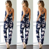 Summer Women Ladies Playsuit Party Jumpsuit V Neck Floral Bandge Romper High Waist Long Trousers Pants Clubwear